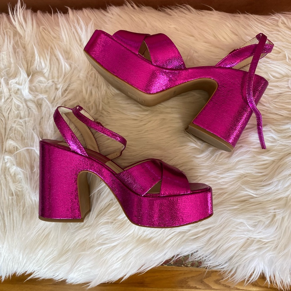 Hot Pink Metallic Platform Heels Dolce Vita